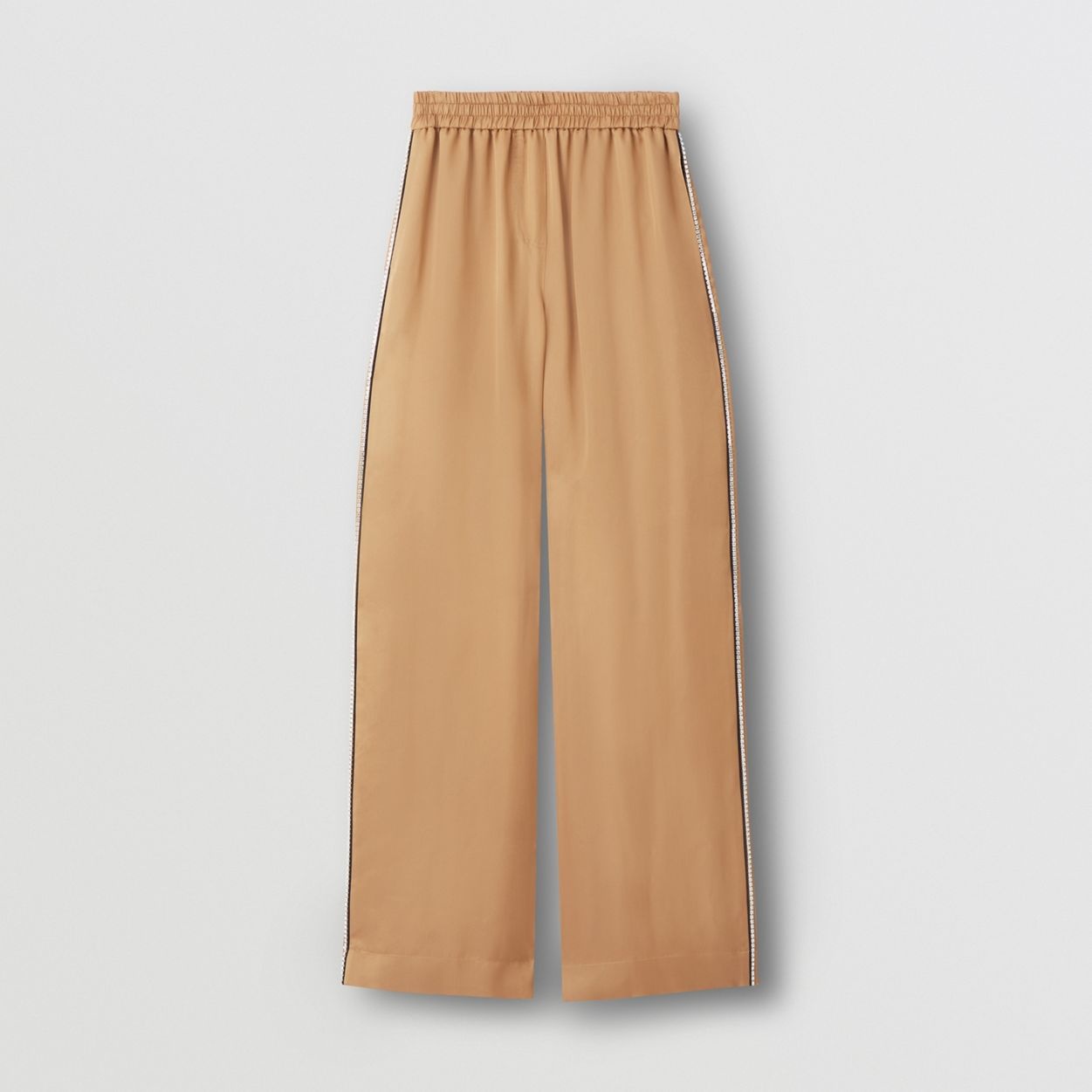 Crystal Stripe Silk Satin Blend Wide-leg Trousers - 1