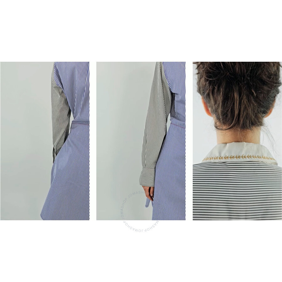 Chloe Ladies Blue / White Striped Shirt Dress - 3