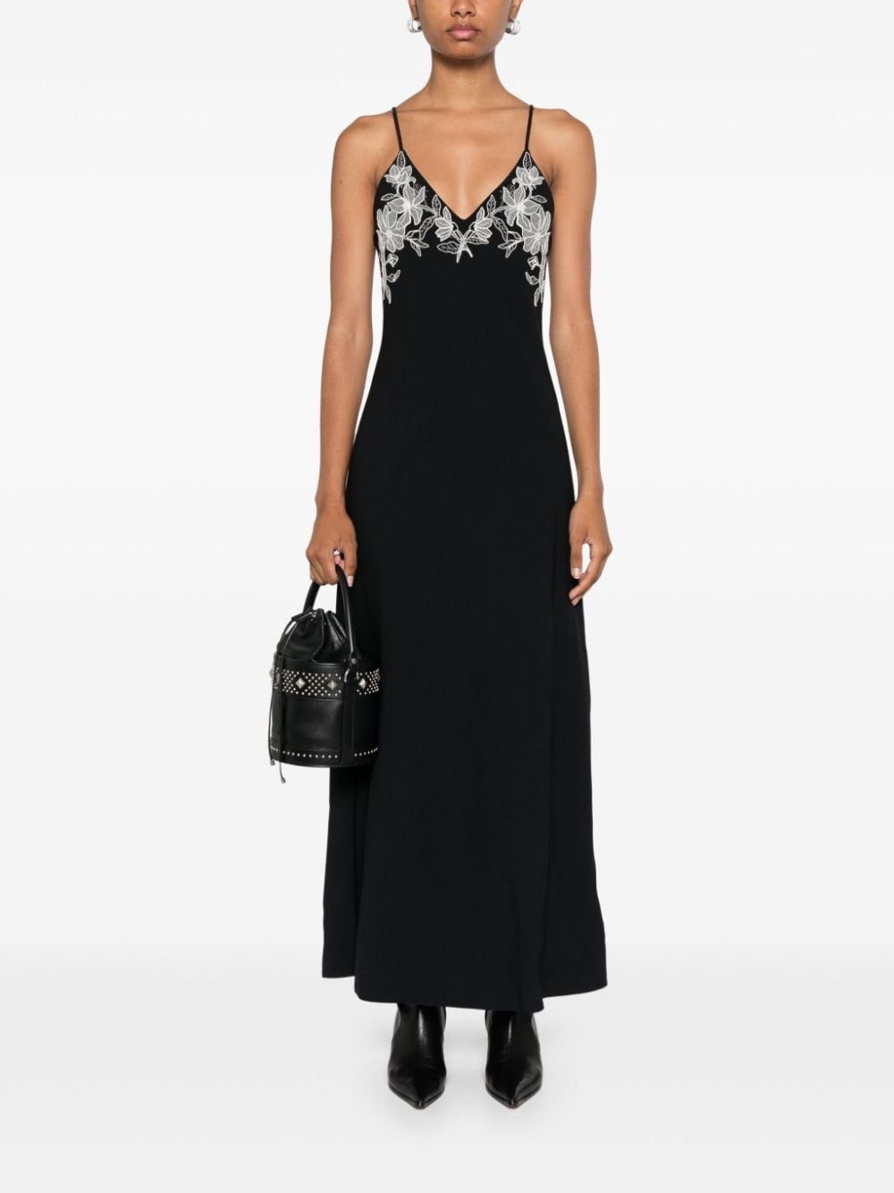 embroidered sleeveless maxi dress - 2