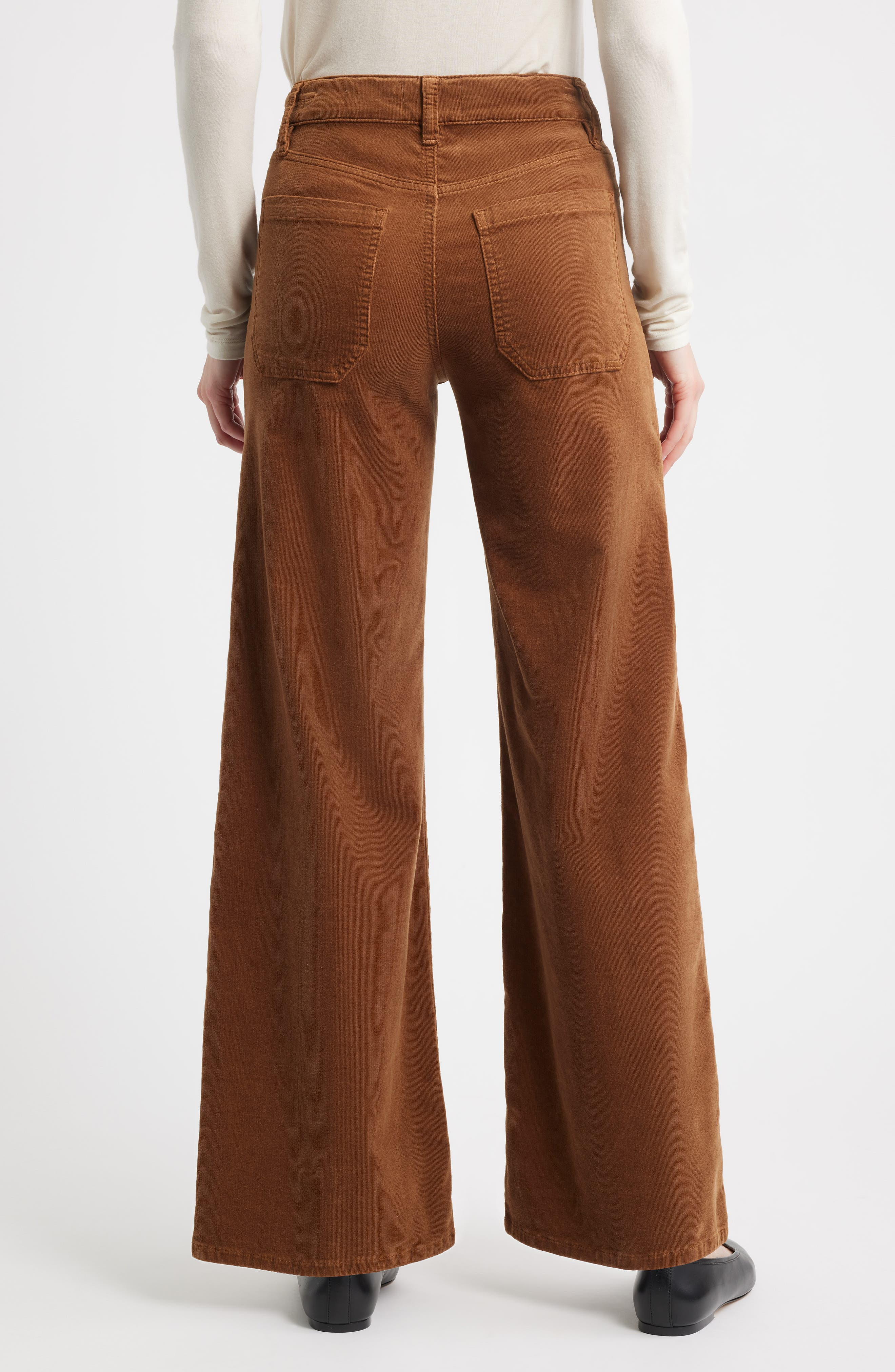 FRAME Le Slim Palazzo Patch Pocket High Waist Wide Leg Corduroy Jeans in Maple Brown at Nordstrom - 2