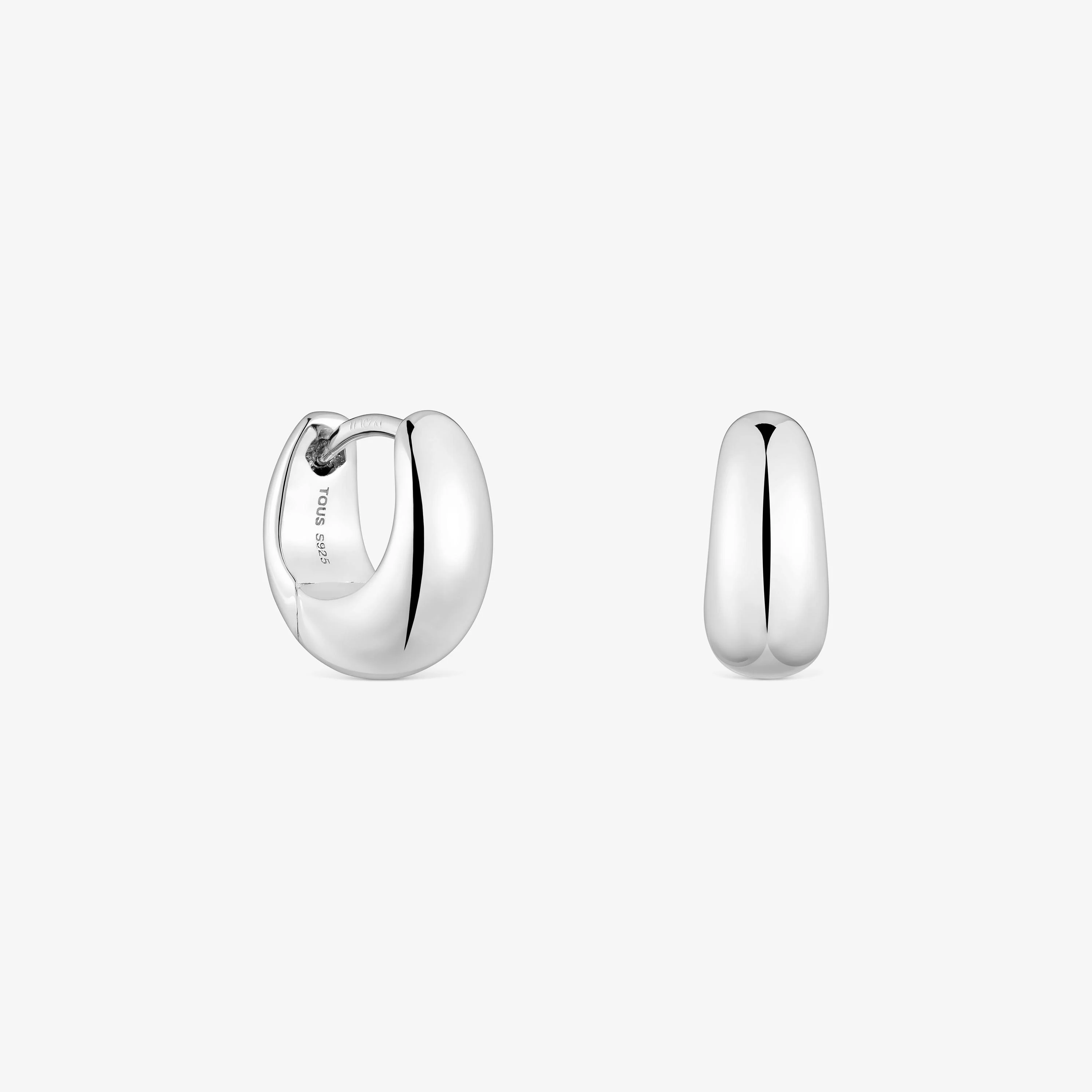 Short, thick silver Hoop earrings TOUS Basics - 1