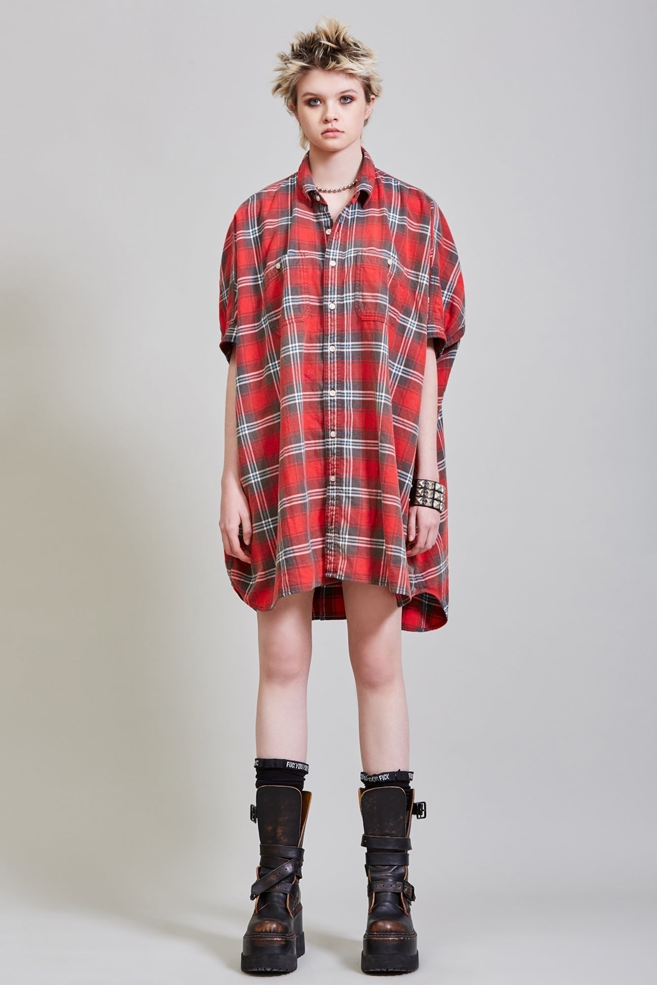 PLAID OVERSIZED BOXY SHIRTDRESS | R13 - 3