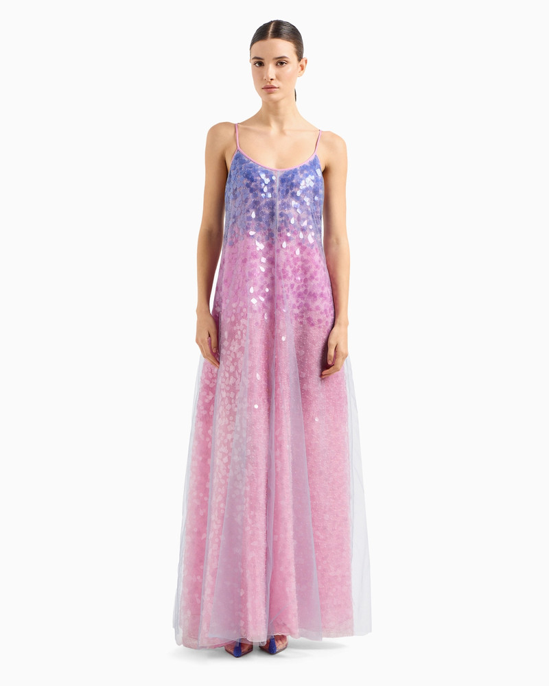 Silk organza dress with gradient shade motif and all-over bead and sequin embroidery 2