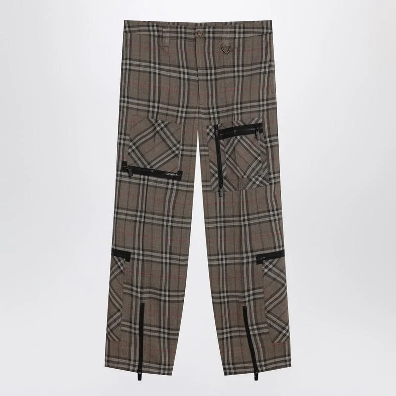 Burberry Cargo Pants Check Pattern In Blend - 1