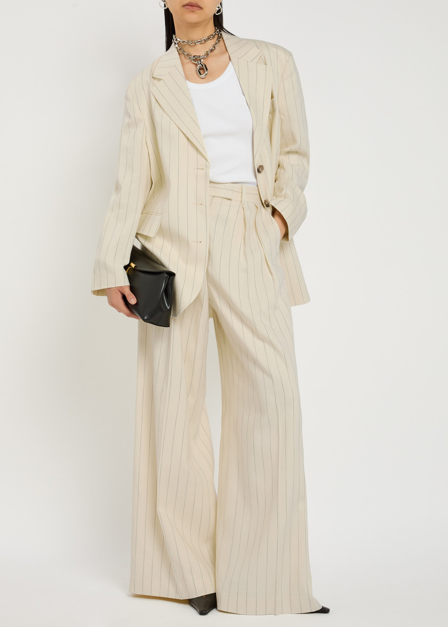 Anine Bing Lou Pinstriped Wide-leg Trousers - 4