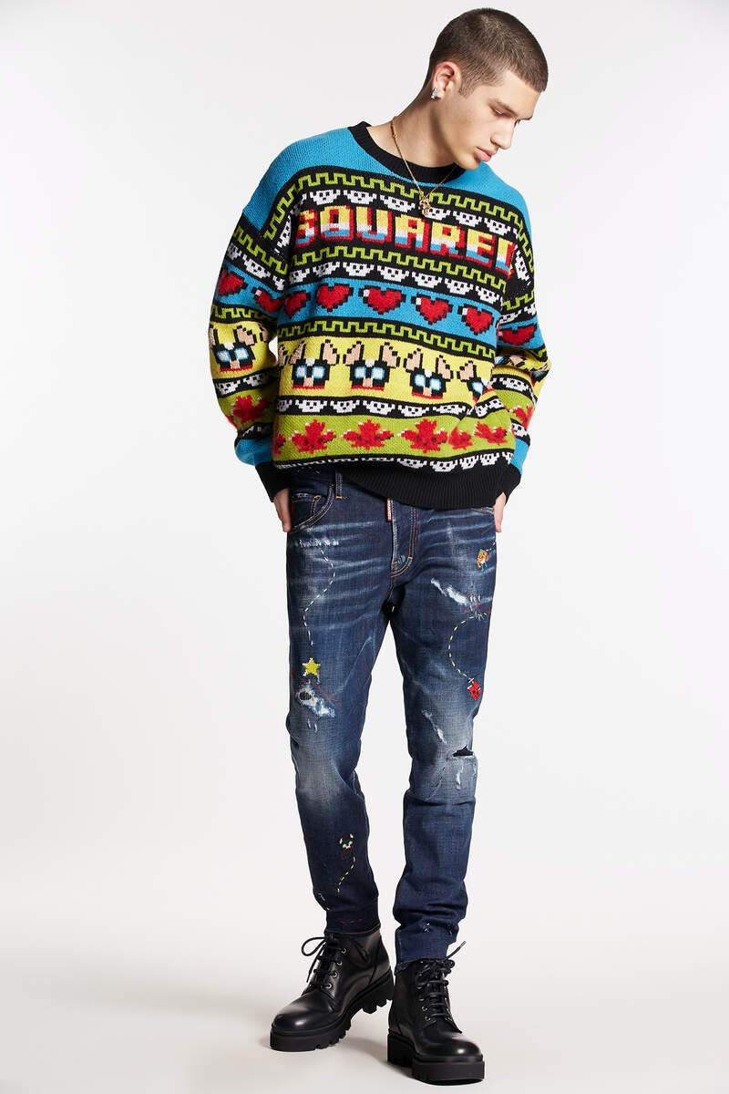 DARK MONSTER MAZE WASH SKATER JEANS 1