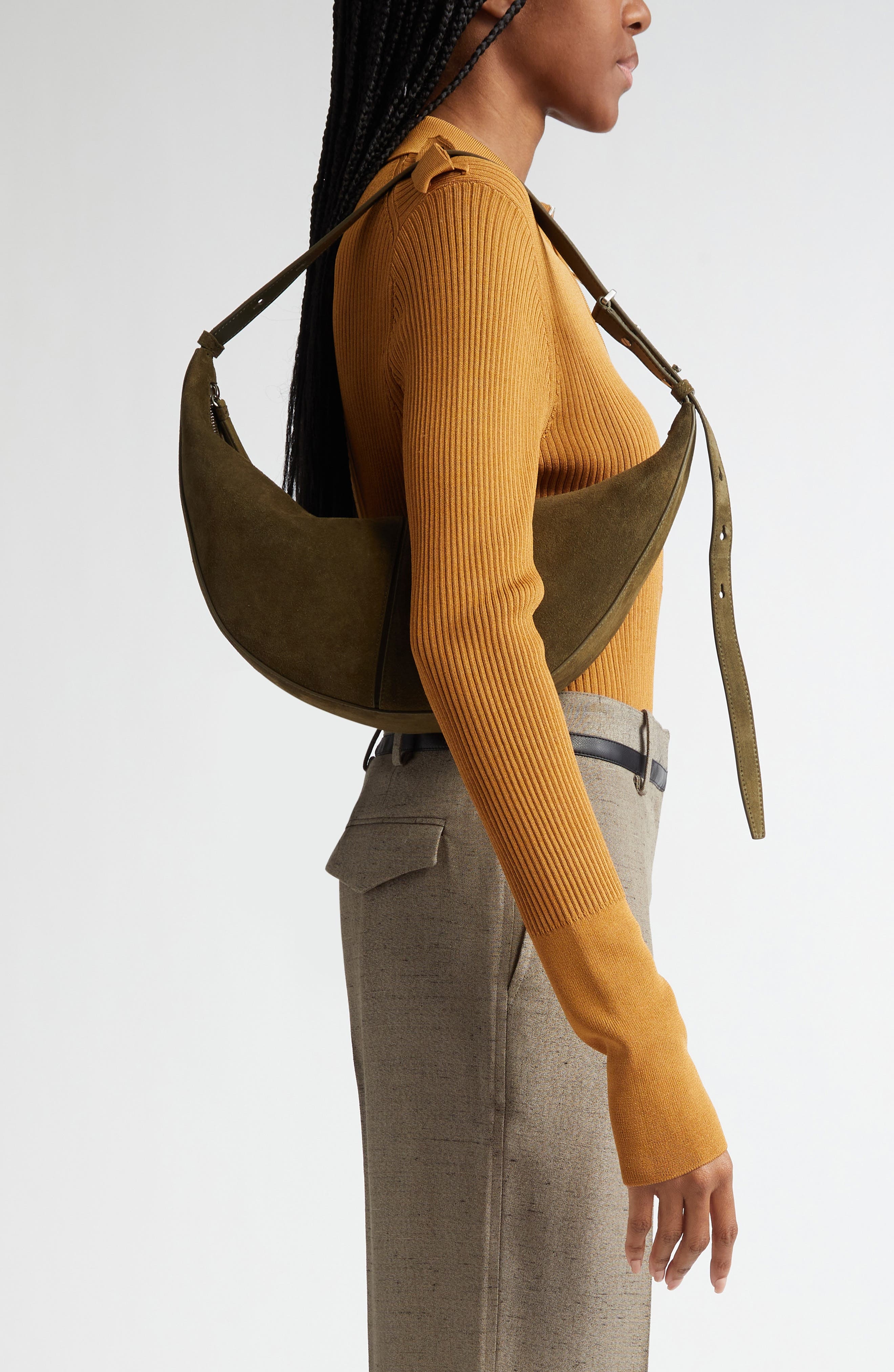 Proenza Schouler Slide Suede Hobo Bag in Olive at Nordstrom - 2