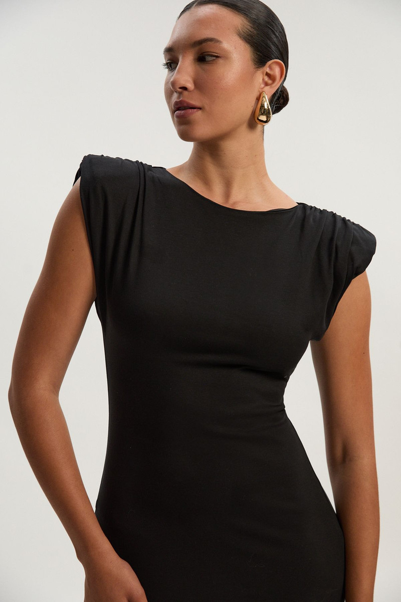 KAREN MILLEN Stretch Jersey Power Shoulder Midi Dress outlook