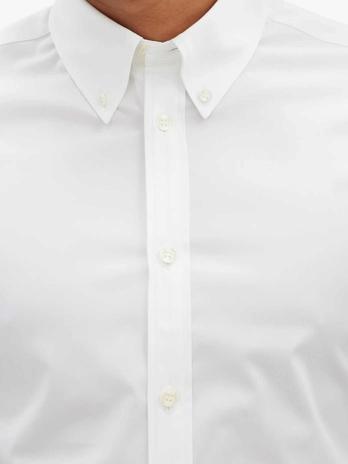 Short-sleeved cotton-blend poplin shirt - 3