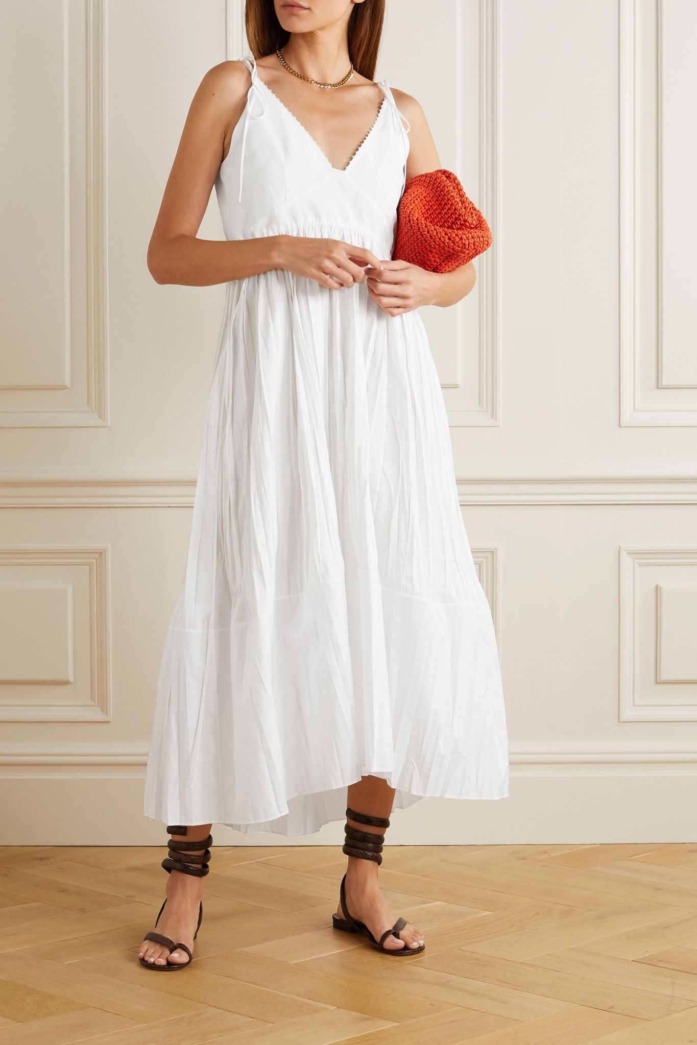 Pleated voile midi dress - 2