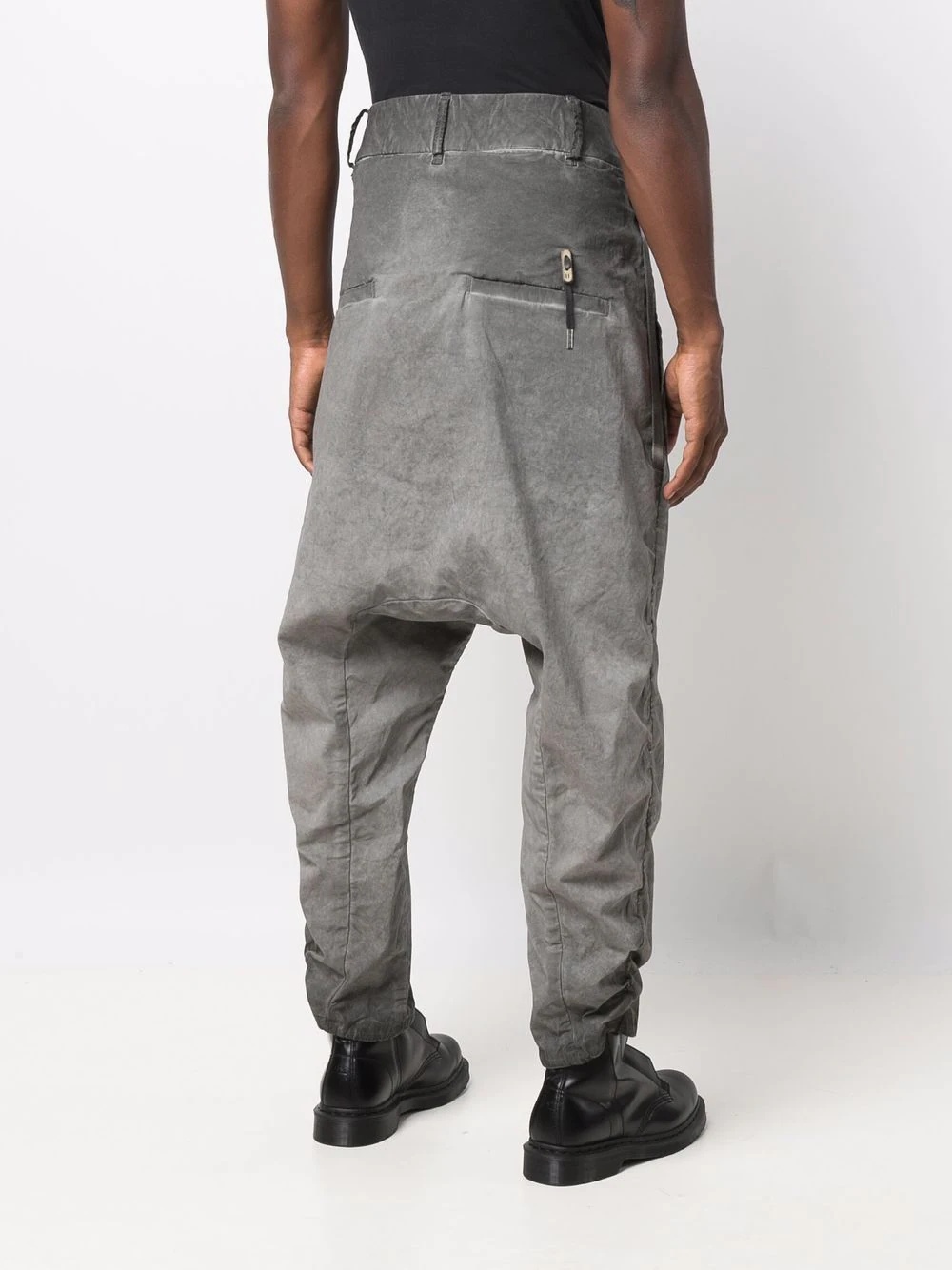 faded-effect drop-crotch trousers - 4