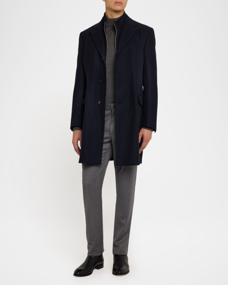 CORNELIANI Men & apos;s Wool Mini Check Vested Overcoat outlook