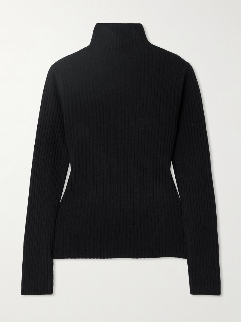 Ariana Ribbed Turtleneck Cashmere Sweater - 1