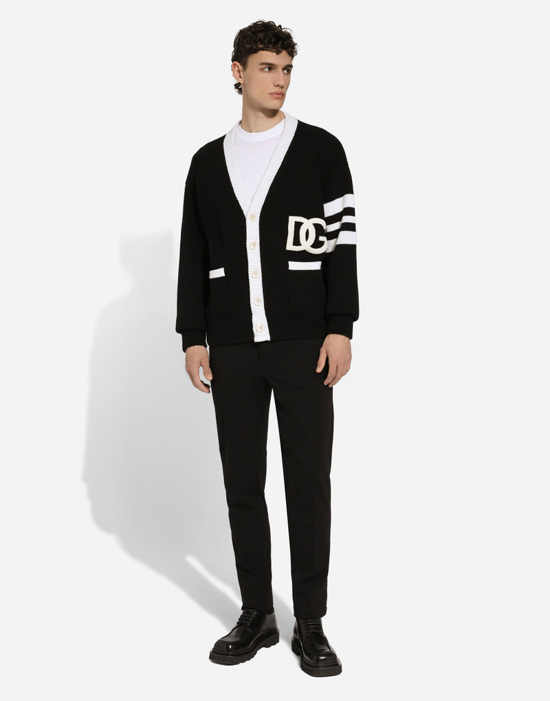 Wool fisherman’s rib cardigan with DG logo 5