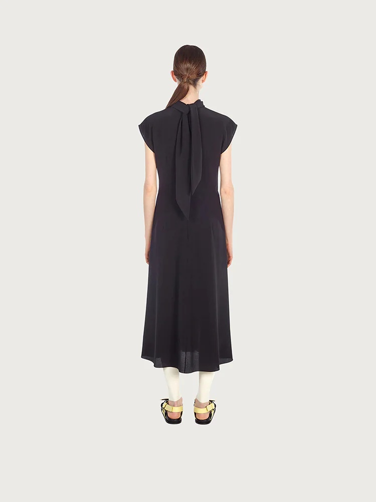 PLEATED SILK DRESS - 4