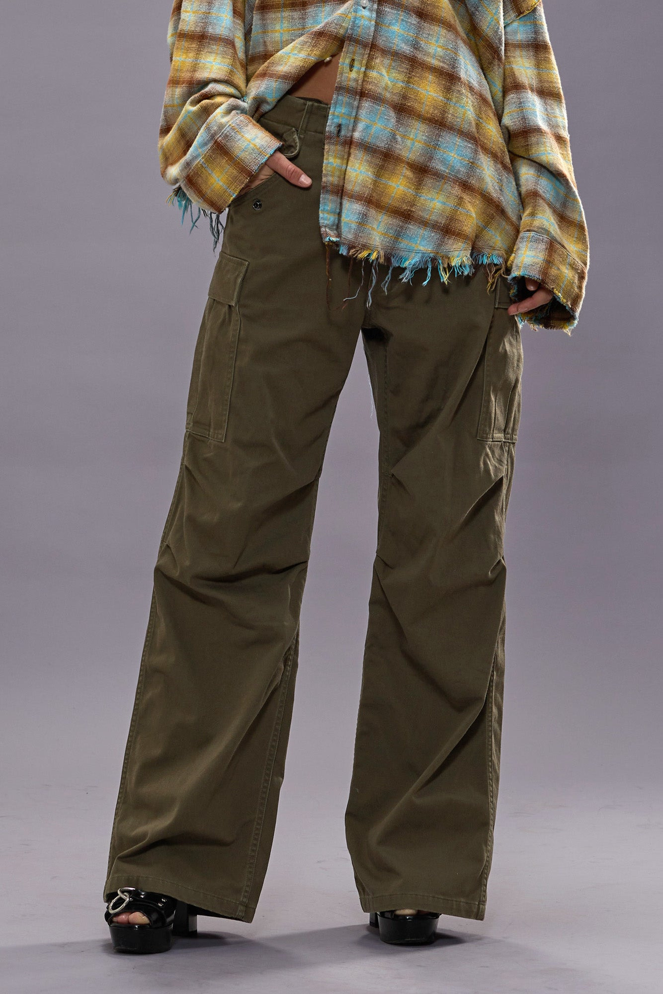 WIDE LEG CARGO - OLIVE - 2