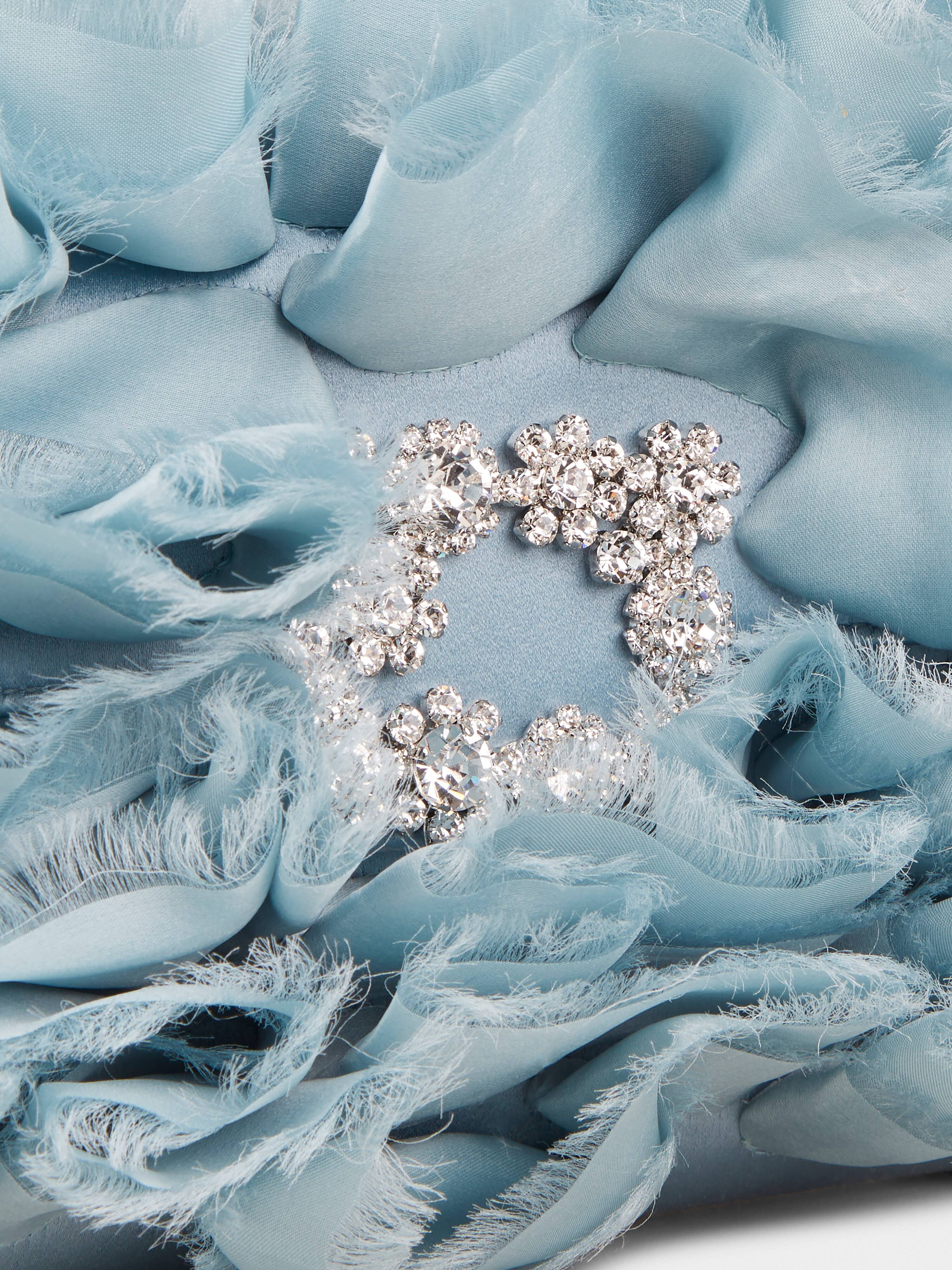 Rouches Jewel Mini Flower Strass Buckle Clutch Bag in Fabric - 8