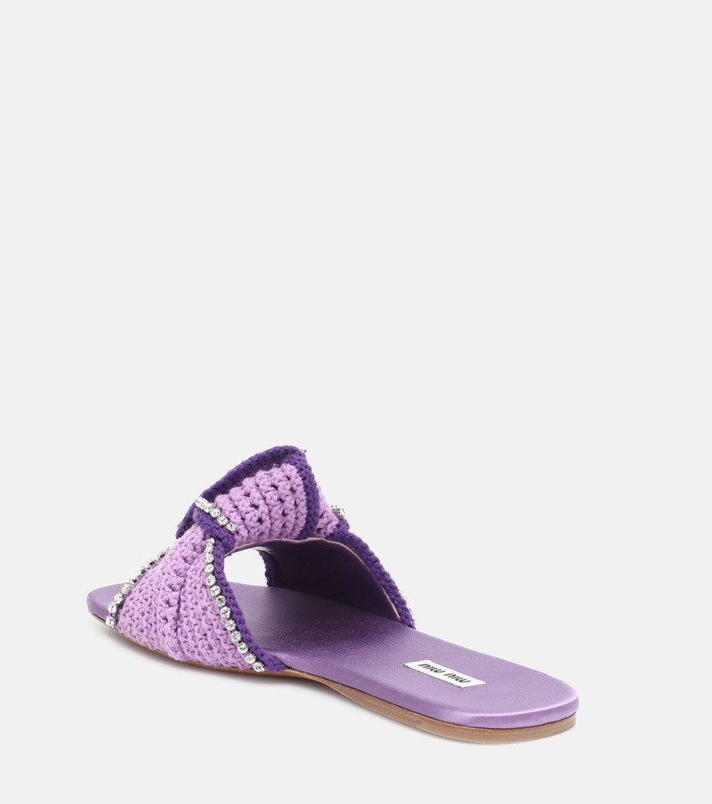 Miu Miu Embellished crochet slides outlook