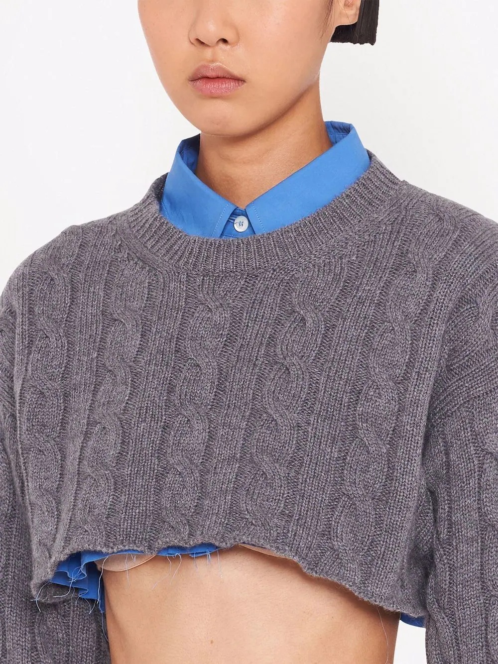 cable knit cropped cashmere jumper - 5