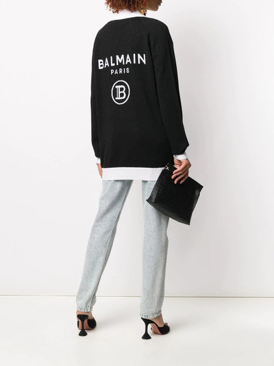 Balmain logo-back cardi coat outlook