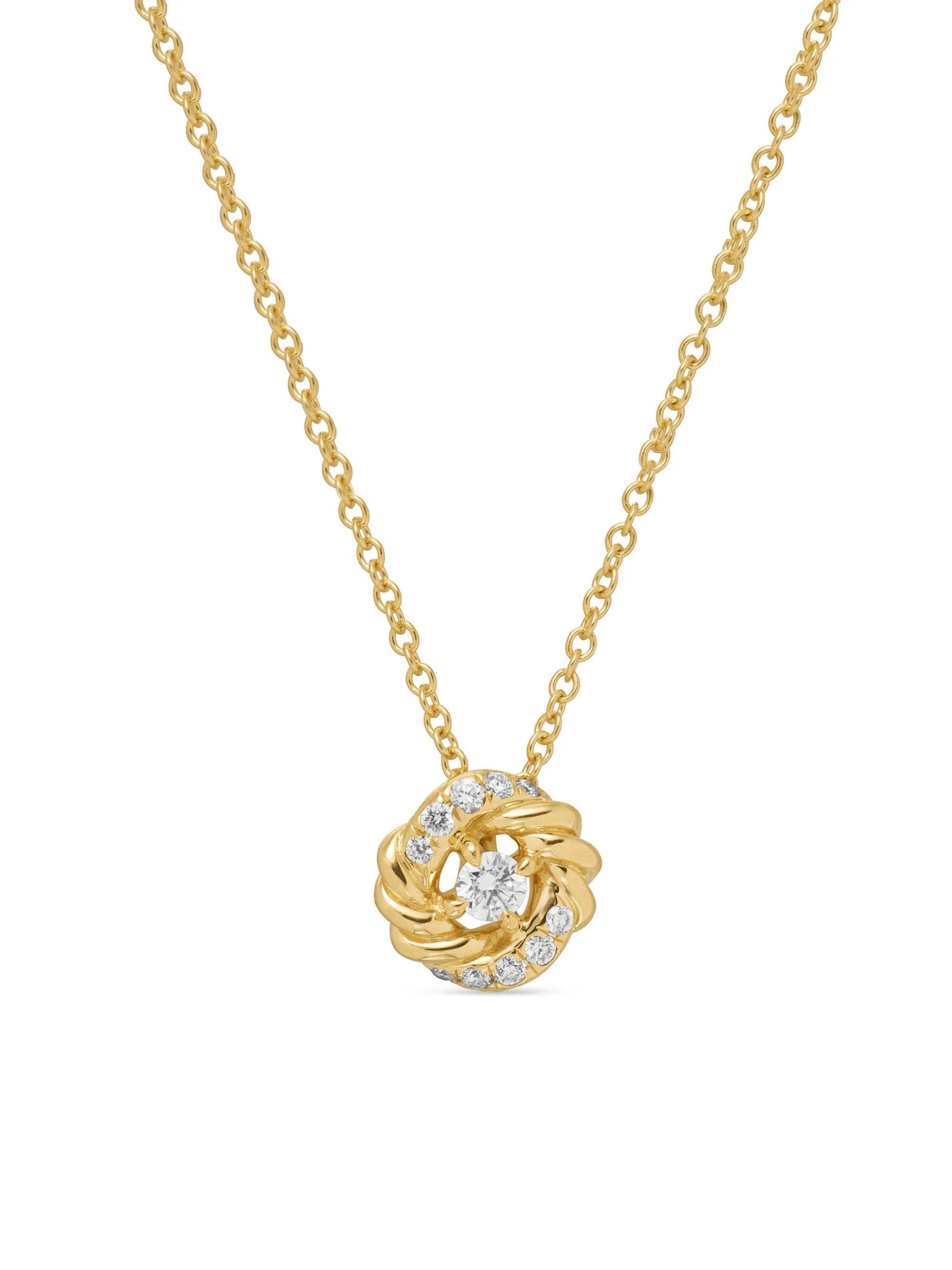 Women's Petite Infinity Pendant Necklace in 18K Yellow Gold with Diamonds, 8MM - Diamond - 1