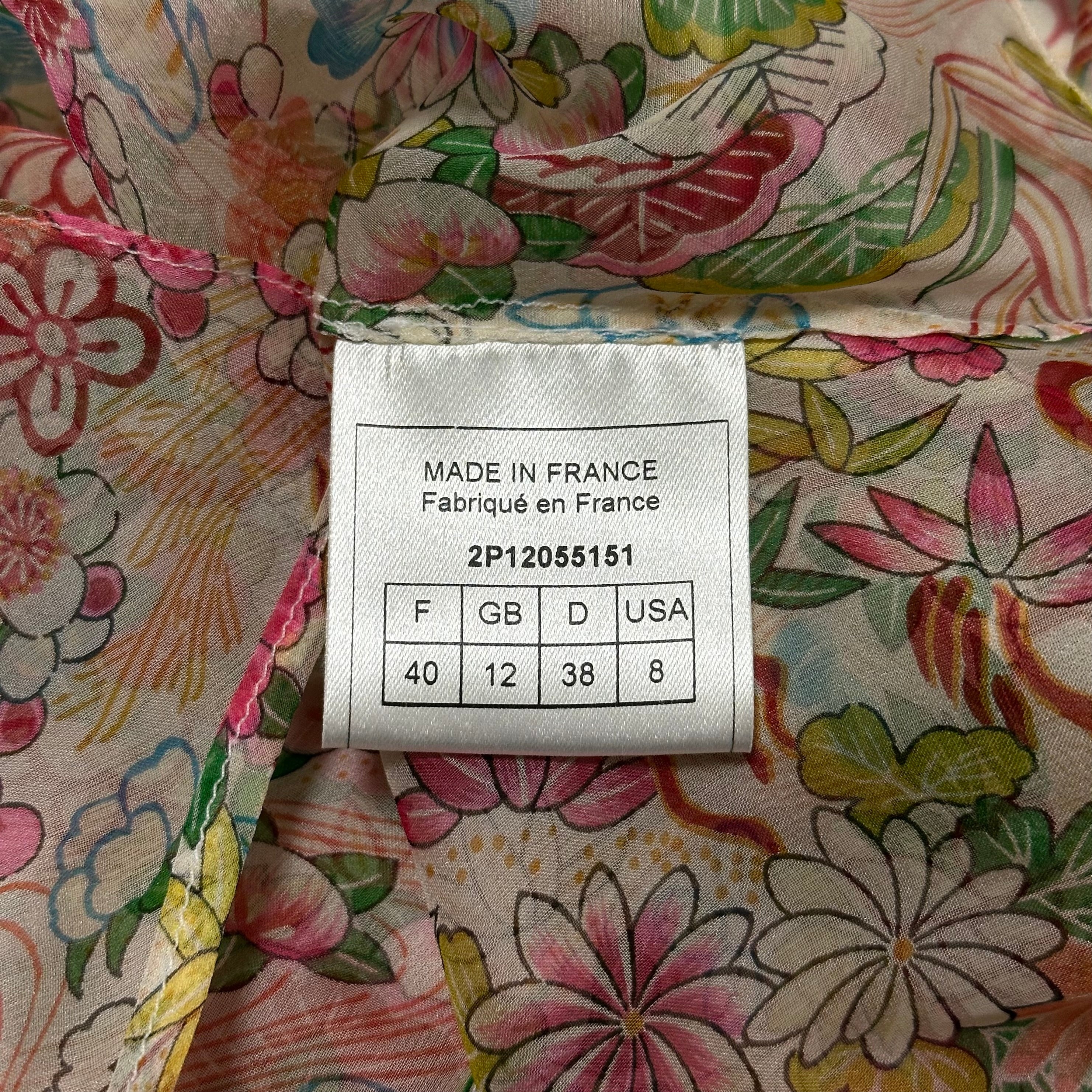 CHRISTIAN DIOR Spring Summer 2002 Floral Print Silk Chiffon Wrap Shirt - 7