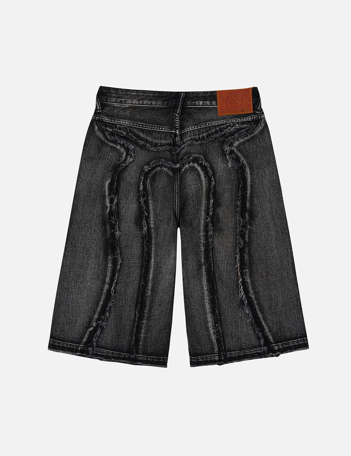 Distressed Daicock Print Fashion Fit Denim Shorts - 3