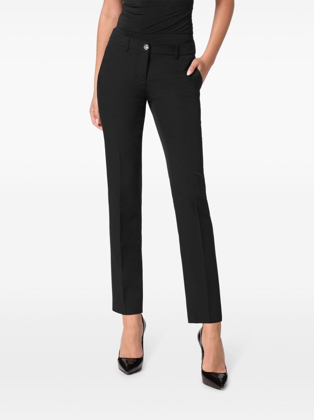 skull-detail slim-fit trousers - 3
