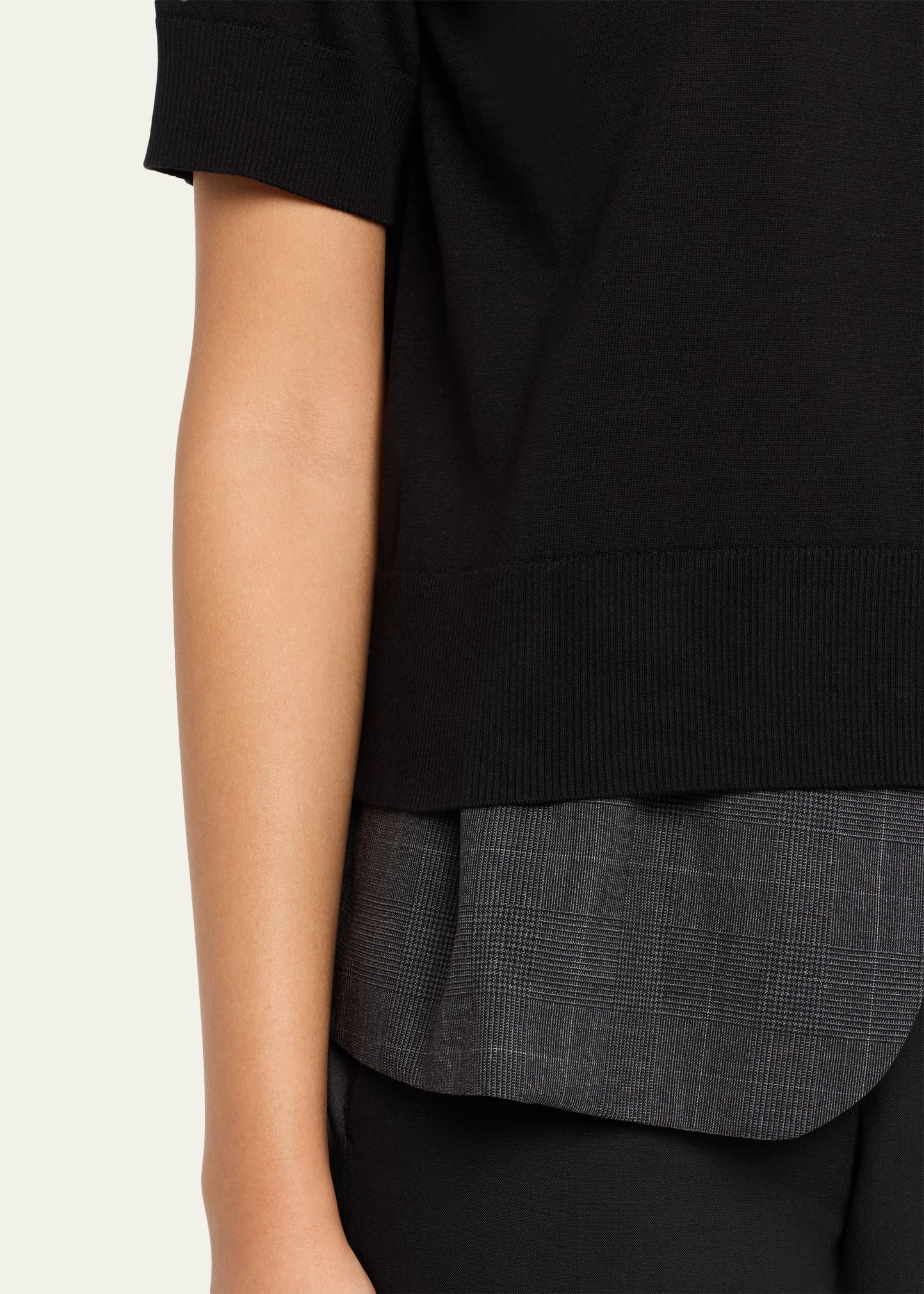 Glen Check Layered Short-Sleeve Sweater - 5