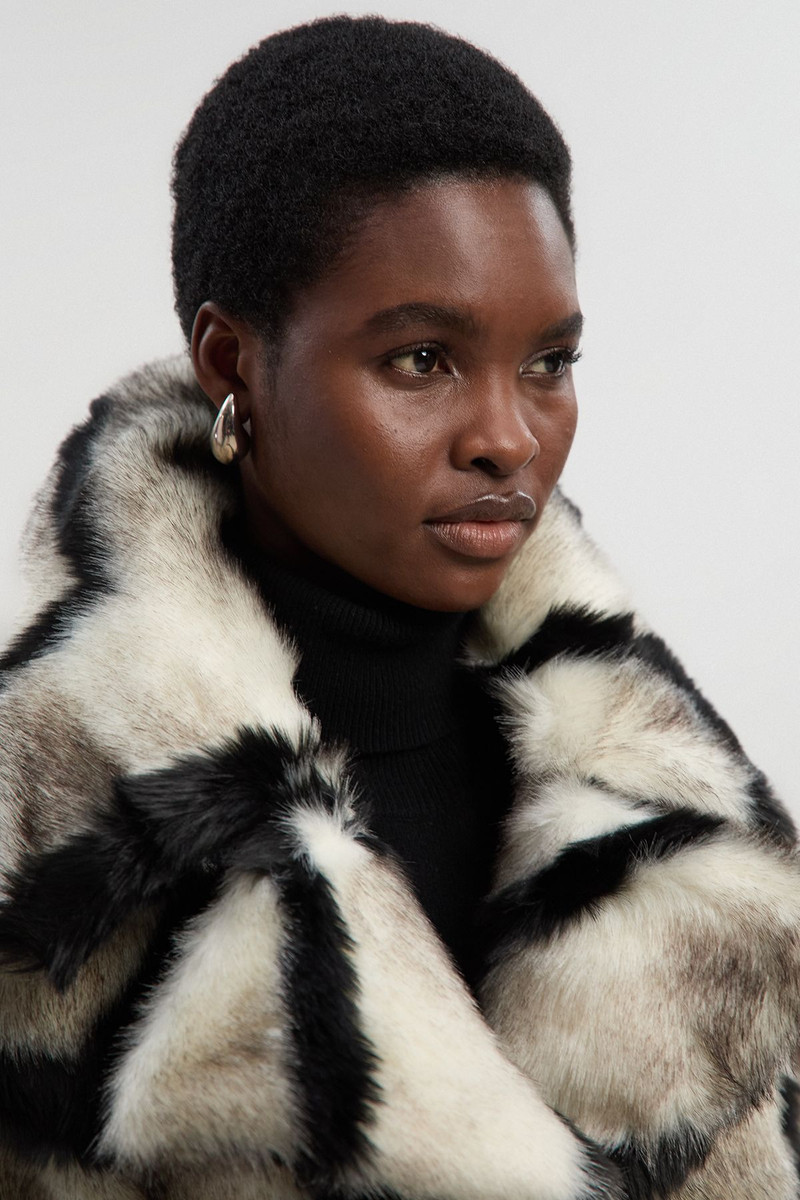 Mono Faux Fur Belted Longline Coat 1