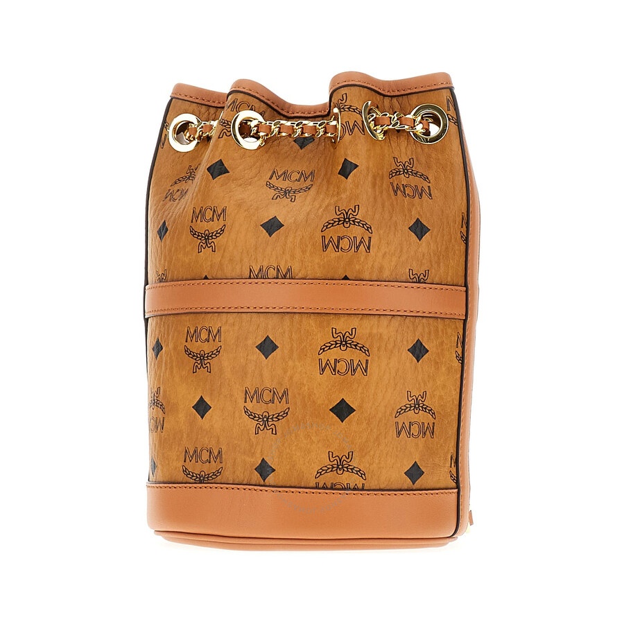 Mcm Aren Chain Leather Bucket Bag - 3