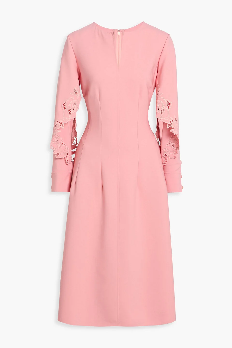 Guipure lace-trimmed wool-blend crepe midi dress - 1