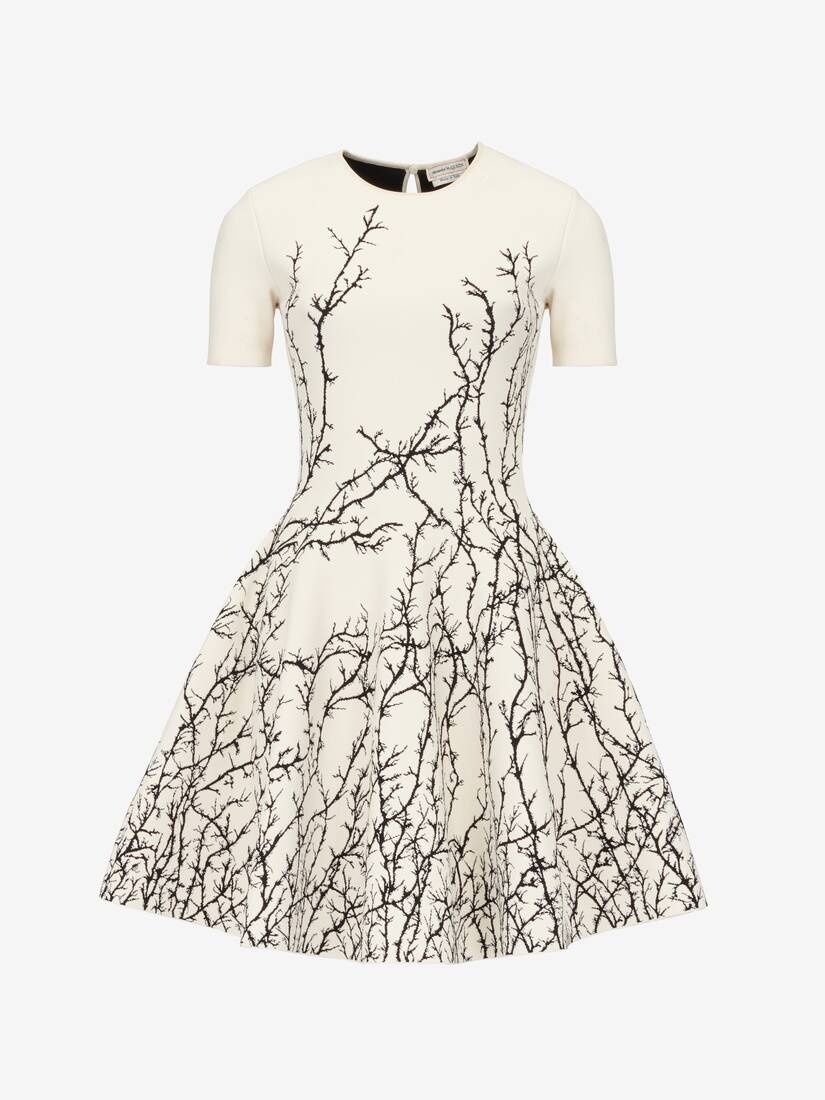 Women's Thorn Branches Mini Dress in Ivory/black - 2