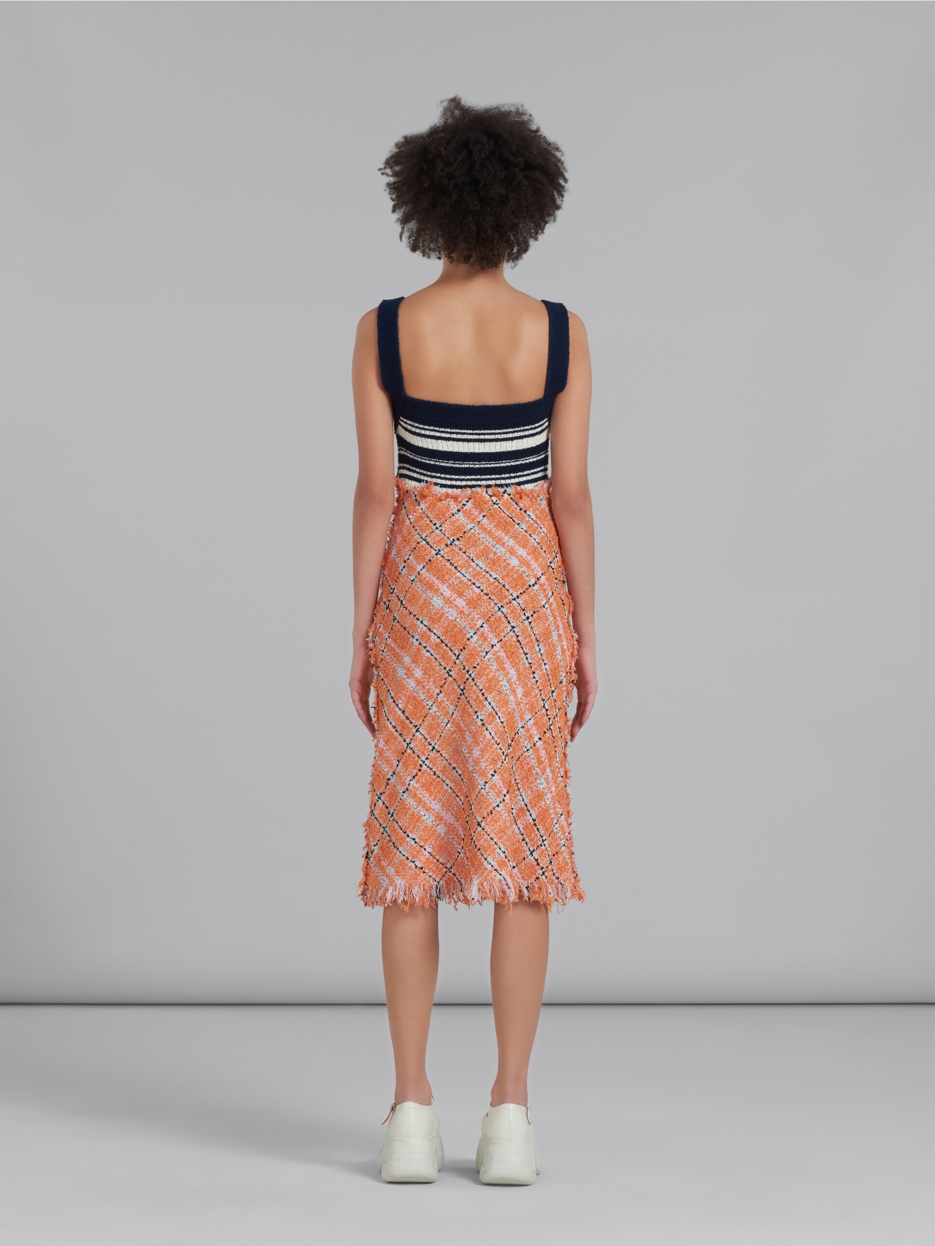 COTTON TWEED DRESS WITH KNITTED TOP - 3