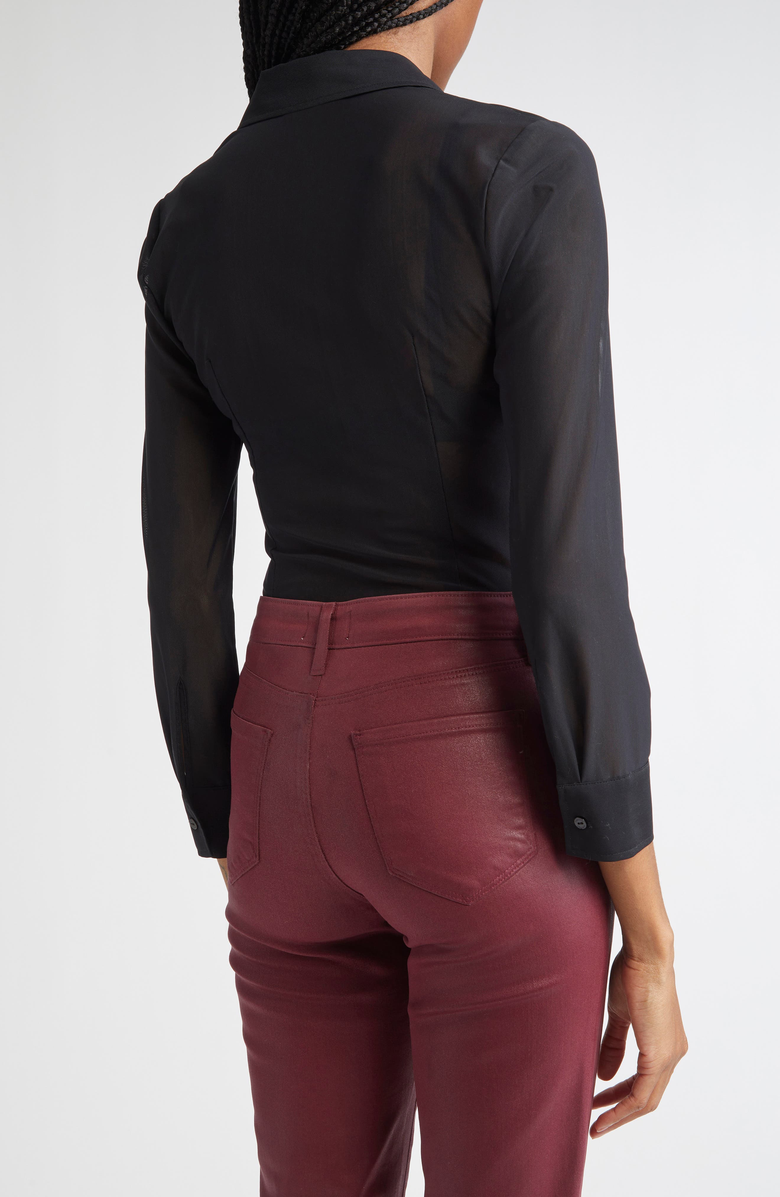 L'AGENCE Indiana Fitted Shirt in Black at Nordstrom - 2