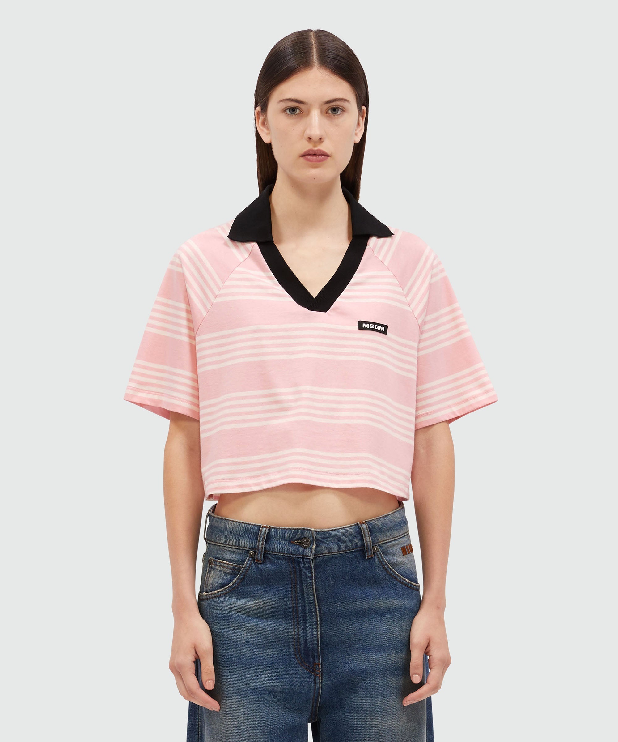 Cropped T-Shirt in striped cotton - 2