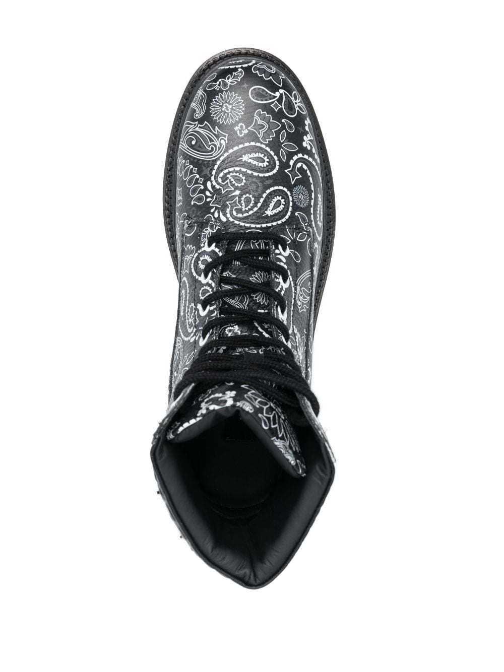 paisley-print leather ankle boots - 4