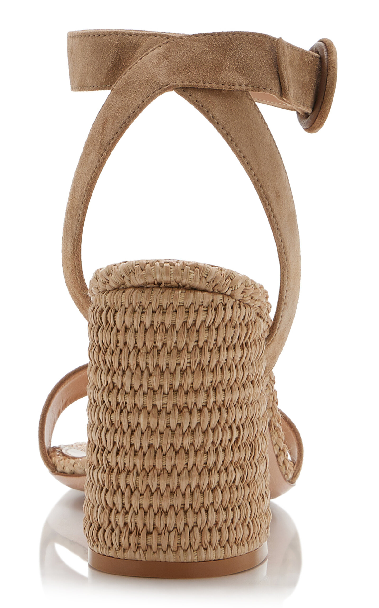 Suede and Raffia Sandals neutral - 6