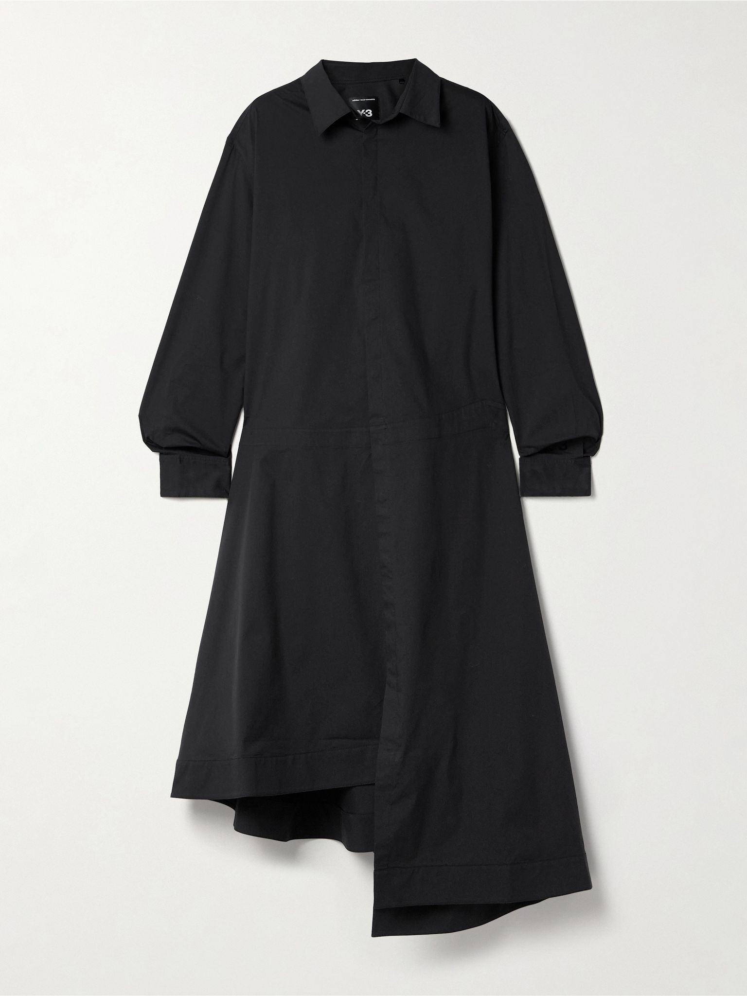 + Y3 cotton-blend poplin maxi shirt dress Black - 1