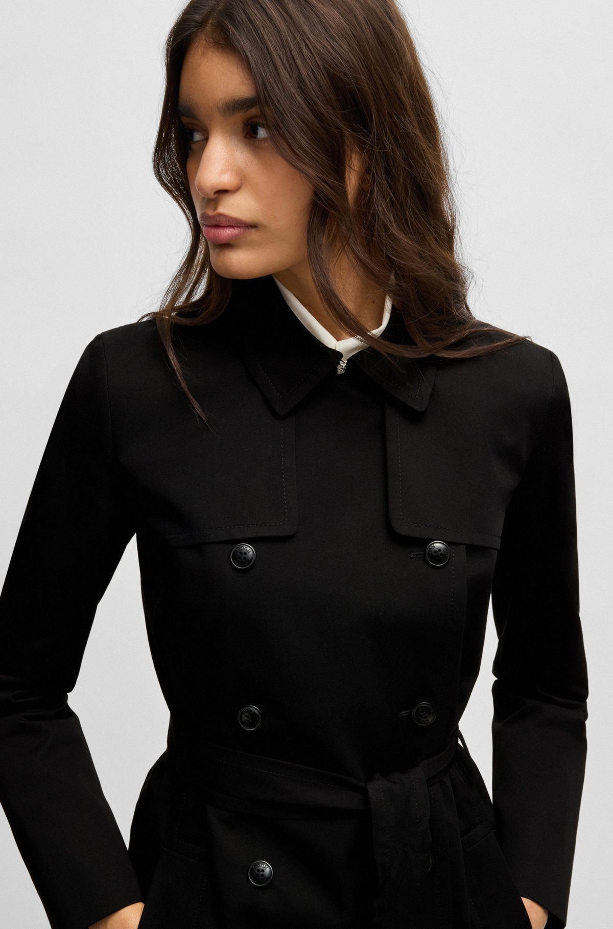 DOUBLE-BREASTED REGULAR-FIT TRENCH COAT IN COTTON - 5