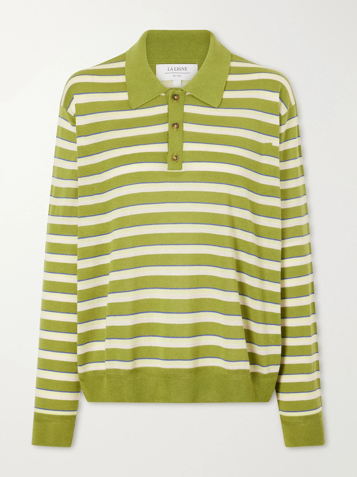 Ben Striped Silk, Wool And Cashmere-blend Polo Sweater - 1