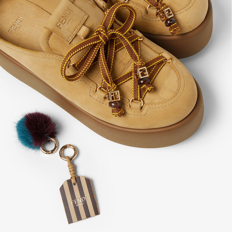 FENDI Apres Chic Light brown nubuck leather sabots outlook