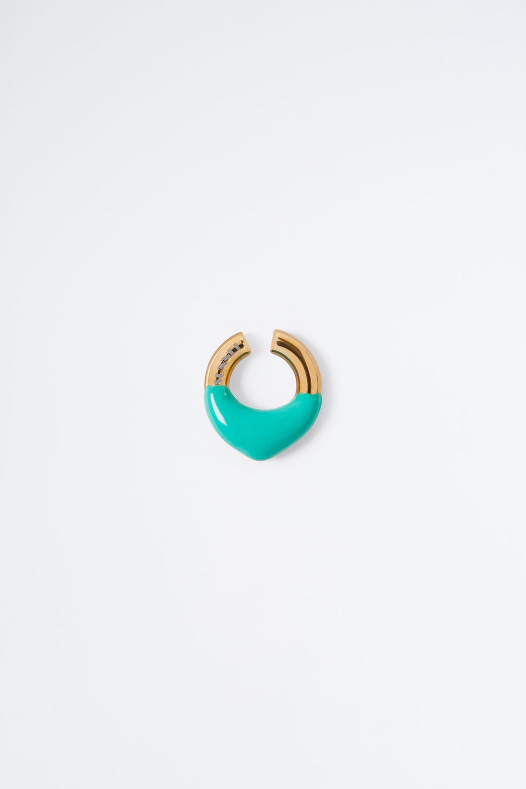 CORAL GREEN RUBBERIZED GOLD EARCUFF - 1