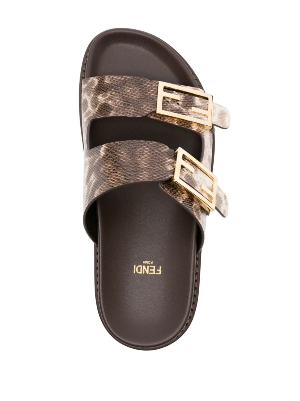 snakeskin-effect leather slides - 4