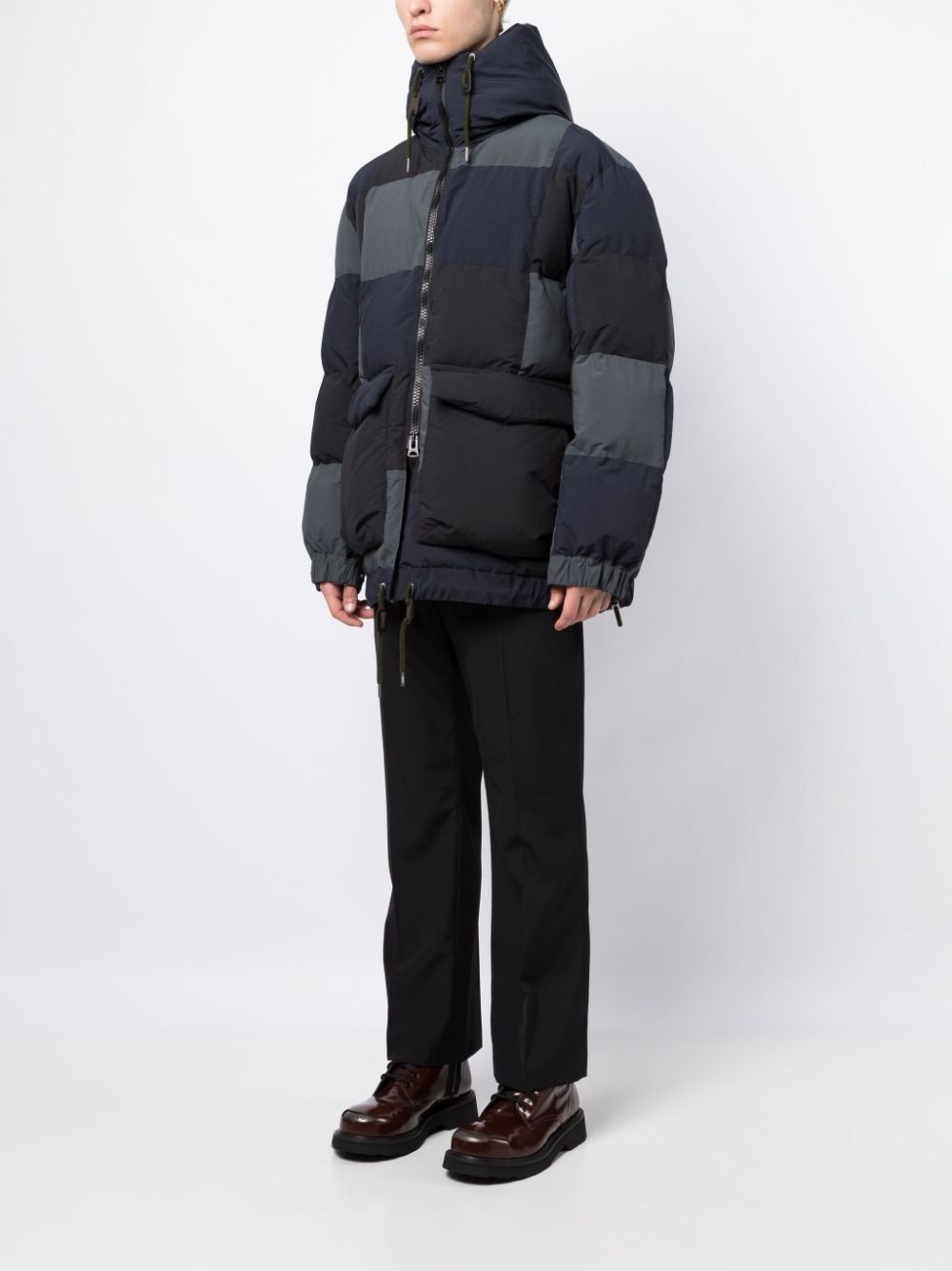 panelled hooded puffer jacket - 3