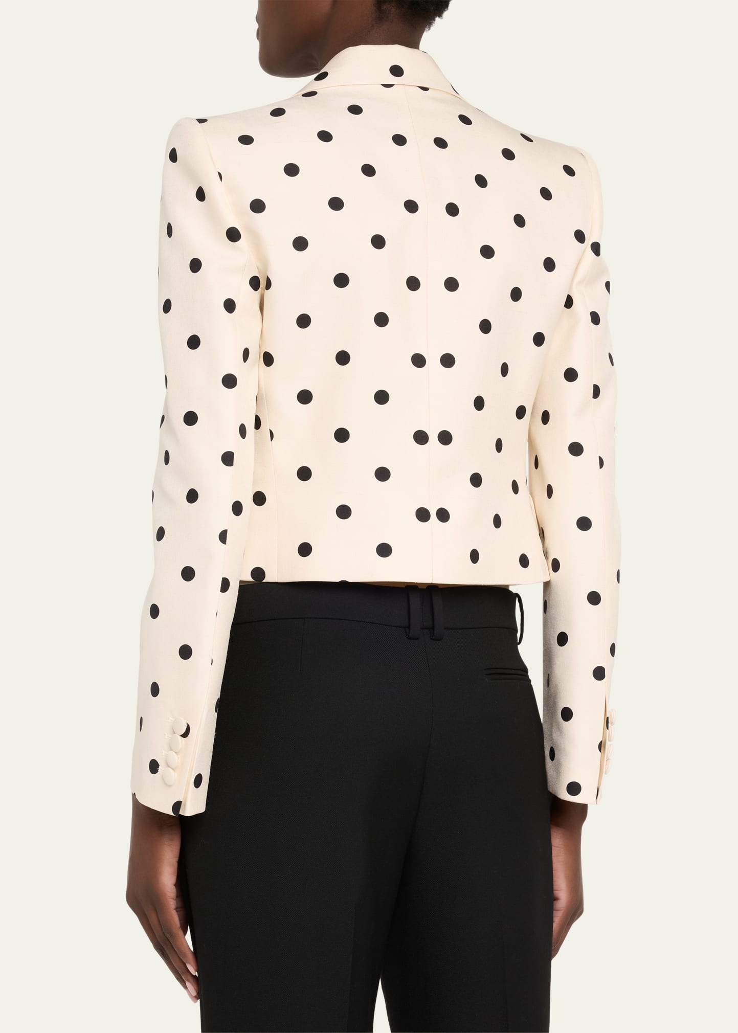 Polka-Dot Crop Blazer With Bow - 3