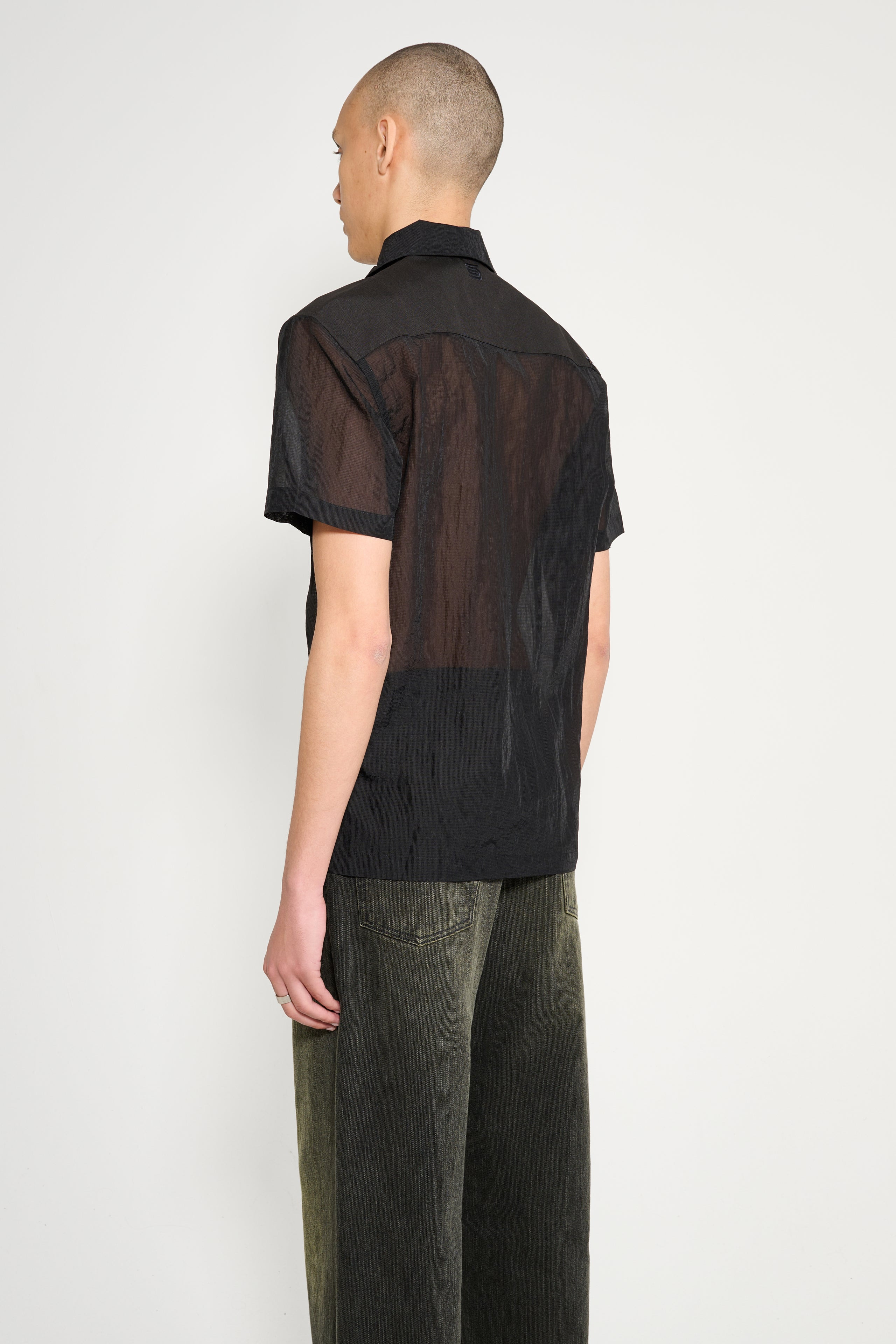 OLLY SHINDER SHEER ARMY SHIRT WITH CORDURA YOKE BLACK - 3