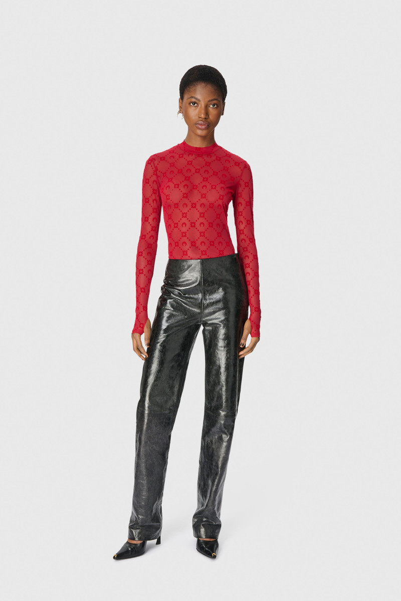 Marine Serre Moonogram Mesh Flock Ls Highneck Top outlook