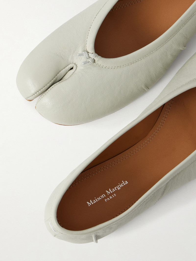 Tabi Split-toe Textured Leather Ballet Flats 5