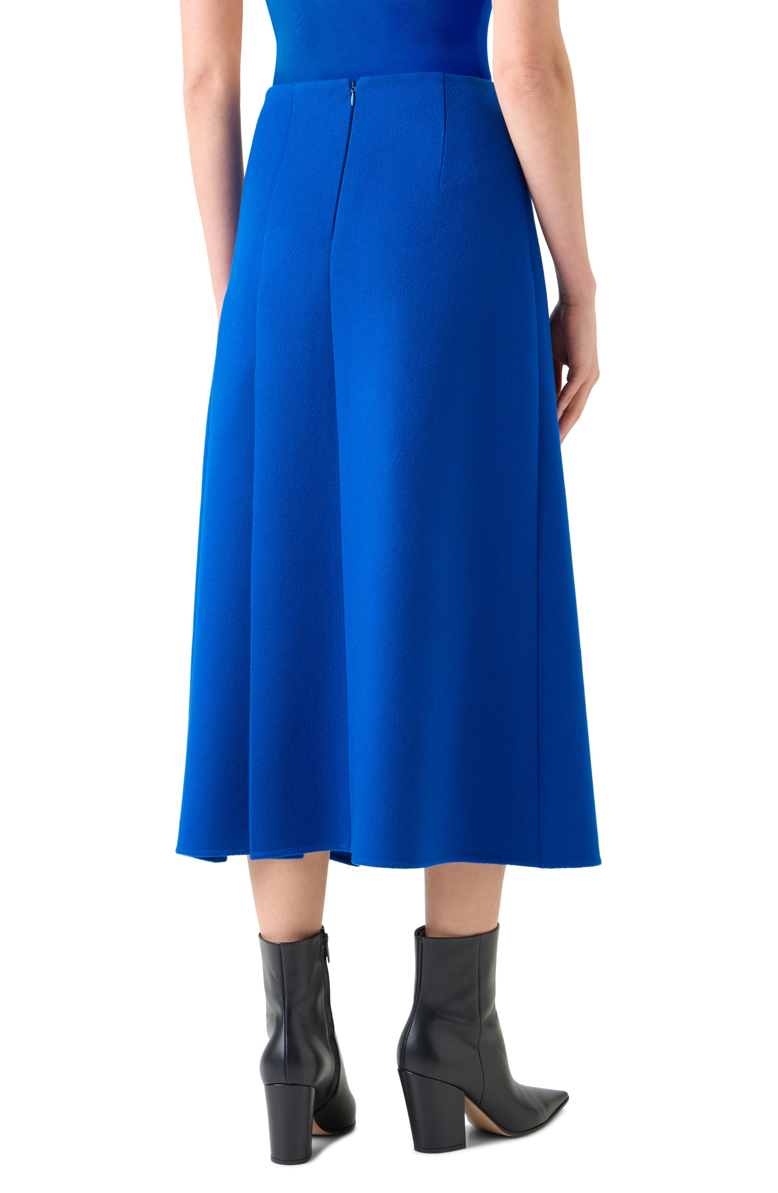 Akris Pleated Virgin Wool Flannel Midi Skirt in Royal Blue at Nordstrom - 2